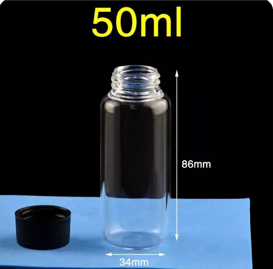 1 Stück Quarzglas-Gewindeflasche – versiegelte Reagenzflasche for hohe Temperaturbeständigkeit, 2–100 ml Fassungsvermögen(50ml)