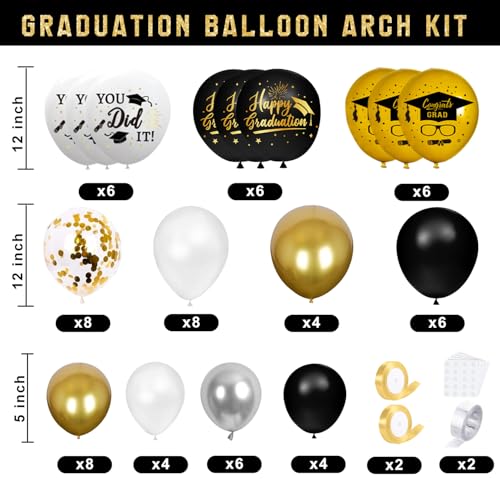 Image of Graduation Decorations Class of 2026 - Black and Gold Graduation Decorations - Balloons Boxes with Letters 2026 GRAD So Proud of You, Congrats Grad Party Decorations for Any Grades
