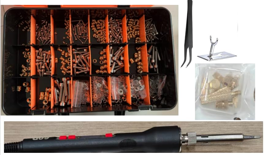 M2-M6 Hot Melt Nuts Set with Red Case - Silver + Black Y Mark (750pcs) US Standard