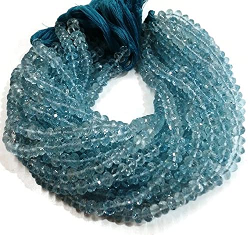 LKBEADS 1 sznur naturalny niebieski topaz kamień szlachetny mikro fasetowane koraliki rondelle - koraliki mierzą około 6-7 mm 25 cm długi sznurek