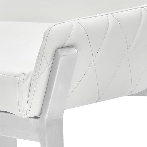 Miniatura 8 de ZURI Sydney Silla de comedor de cuero sintético blanco con patas de acero inoxidable cepillado Blanco,Gris