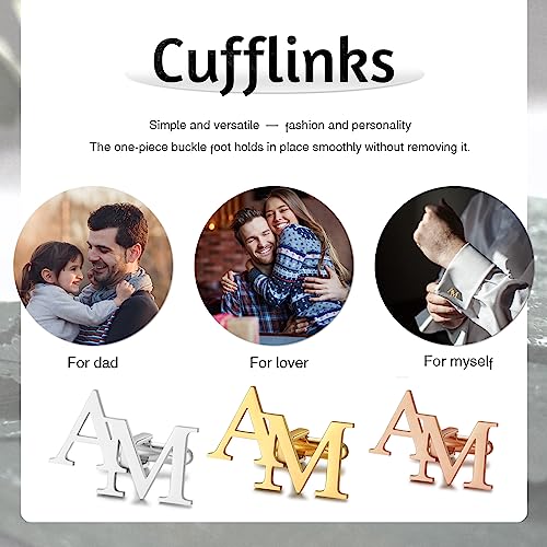 Nobelook Personalized Cufflinks Custom Engraved Name Tie Clip Stainless Steel for Men Wedding Party Business Shirt Tuxedo Gift for Dad Husband Boyfriend2
