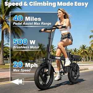 HQYEX Electric Bike for Adults 14" Mini Foldable Ebike 48V 432Wh Battery — photo 2 of 6