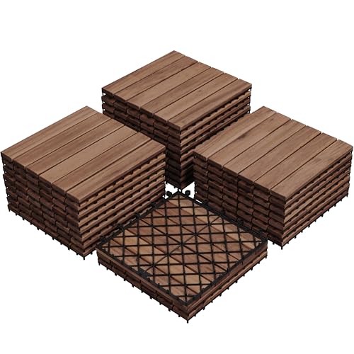 Yaheetech Acacia Wood Interlocking Deck Tiles