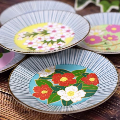 未使用保管品✨九谷焼 稔作 桜 薔薇 三つ足 皿 1枚✨さくら バラ 取り