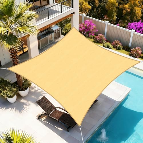 Artpuch Sun Shade Sail, 16'X20' Sand Rectangular, Curved Edged Commercial Grade 185GSM Permeable...