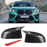 Jaronx Compatible with BMW Mirror Cover X3 G01/X4 G02/X5 G05/X7 G07 2019-2024,X6 G06 2020-2024, M Style Carbon Fiber Pattern Rearview Mirror Caps Cover for BMW, Horn Clip-on Left Right Side