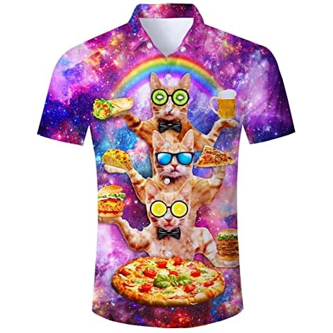 TUONROAD Funny 3D Cat Hawaiian Shirt Cover