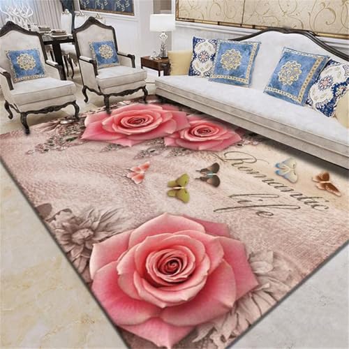 Tapis enfant sur mesure doux et surélevé rectangle à motif fleurs