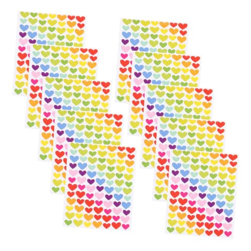 HEALSOPTHY Pegatinas Decorativas de Corazones de Papel 10 Hojas para Álbumes de Recortes Diarios y Decoración de Teléfono Adhesivas Pequeñas y Coloridas para Manualidades y Scrapbooking