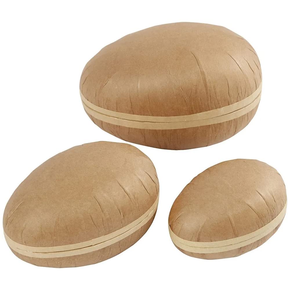 Crafty Capers Three Opening Fillable Paper Mache Eggs To Decorate | Two Part | 12,15 & 18Cm