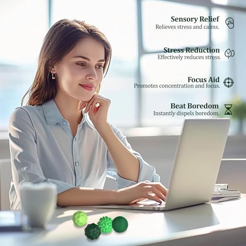 8 Zestaw Magnetycznych Fidget Toys – 4 modele silikonowych kulek + pudełko do przechowywania – Antystresowe zabawki sensoryczne dla dzieci i dorosłych, pomoc w koncentracji i relaksie (Zielony)