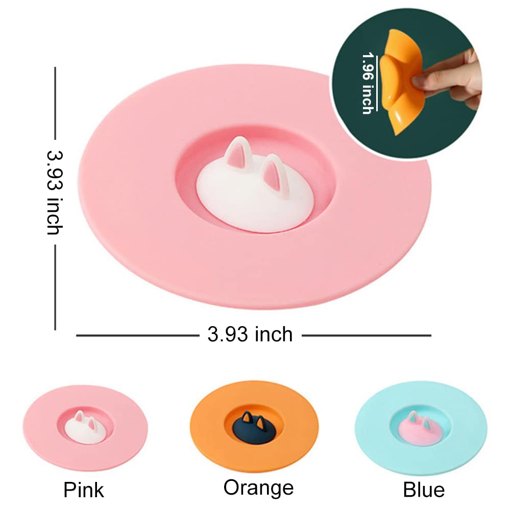 Arcemain 6 Pcs Cat Ears Silicone Cup Lids, Anti-dust Silicone Cup Covers, Creative Silicone Cup Lid for Hot and Cold Beverages 4