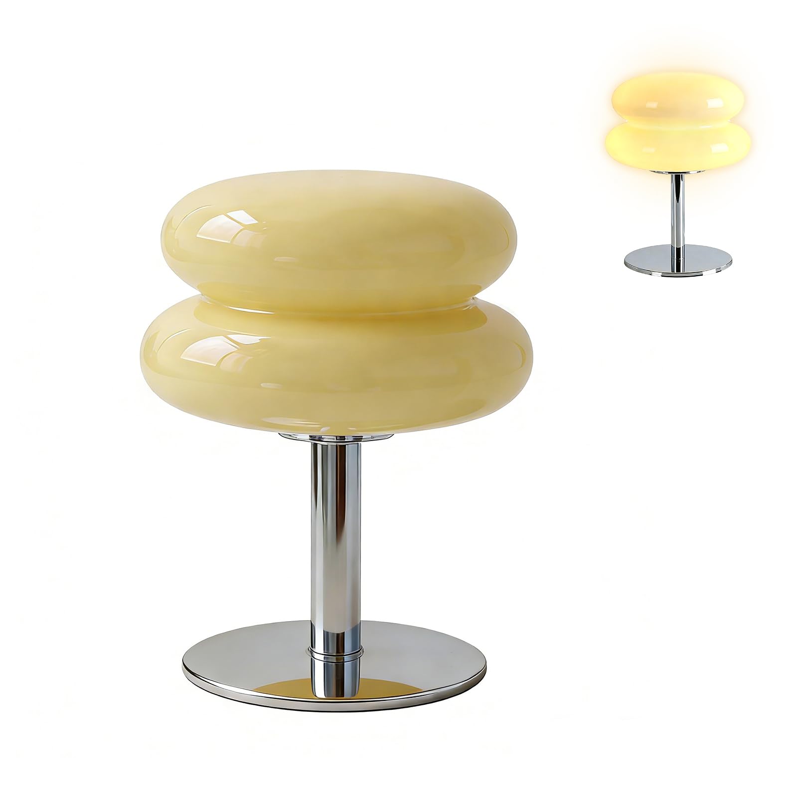 Agatige Pilzlampe für Schlafzimmer, Retro-Eierkuchen-Nachttischlampe, kleine Lampen, einzigartiges Zuhause, PilzDekor, Schreibtisch-Nachtlicht für Wohnzimmer (Beige)