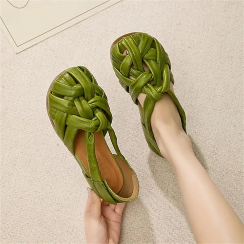 Women's Ethnic Mary Jane Flats - 1.5cm Woven Platform Summer Hollow Slippers3