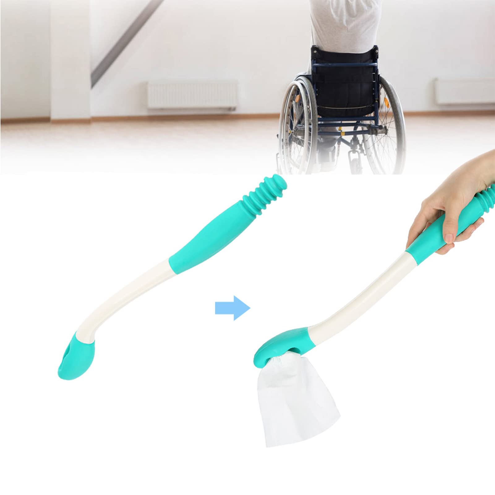 Outils d'aide à la toilette, Essuie Fesse Aide aux Toilettes Pinces pour papier toilette, Aide à nettoyer les toilettes, poignée longue portée confort, Poignée pour Inférieurs Essuie-Glace