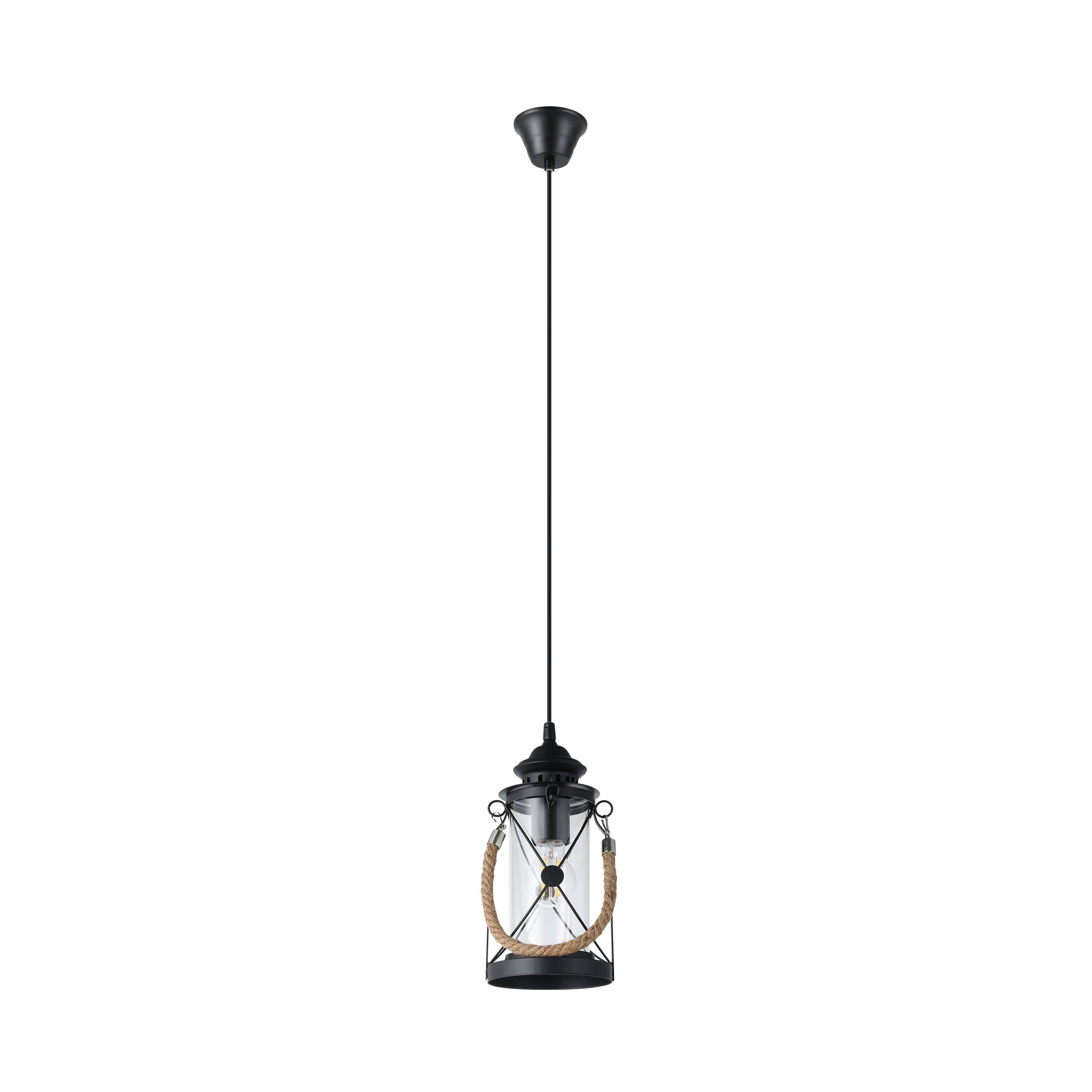 EGLO Pendellampe Bradford, 1 flammige Vintage Pendelleuchte, Laterne