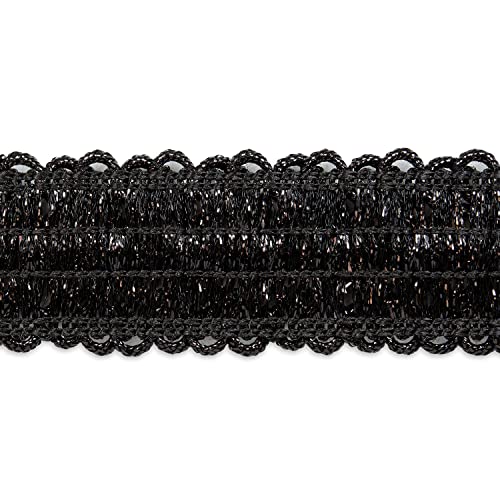 Trims By The Yard Trish Sequin Metallic Braid Black | (5 Yard Cut) Trim #TOP1