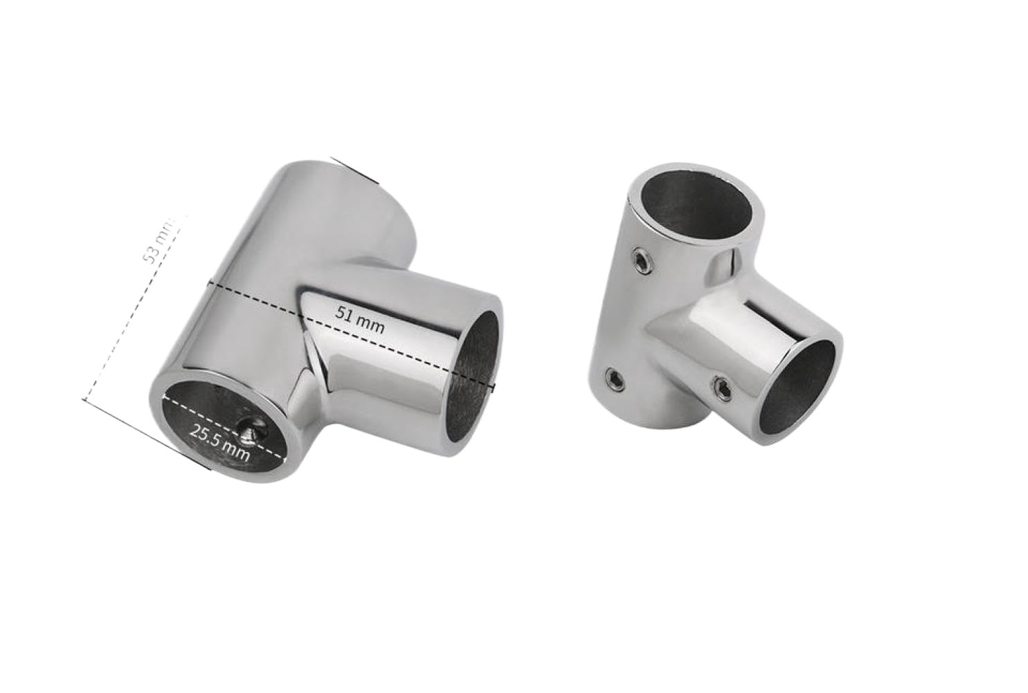 Stainless Steel 90 Degree Tee Fitting Boat Handrail Connector Compatible with 22mm 25mm 30mm 32mm Tubing(25mm)