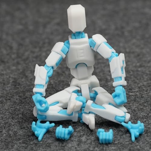 Image of Dummy 13 Action Figure Robot | Fully Articulated 3D Printed Robot Toy | 5.4-inch Collectible Figurine Matte Finish| Unassembeled (White-SkyBlue)