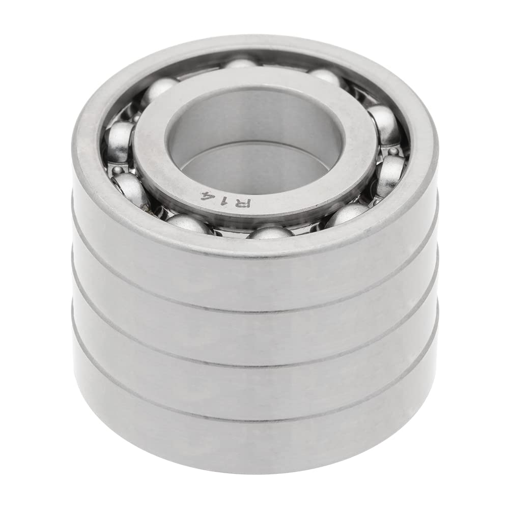 [4-Pack] R14-OPEN - Deep Groove Radial Ball Bearing 0.875 in x 1.875 in x 0.375 in (ID x OD x W) | 22.225 mm x 47.625 mm x 9.525 mm (ID x OD x W), Open Design