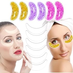 Under Eye Patches for Puffy Eyes, Reusable Silicone Eye Wrinkle Pads Ice Gel Anti Aging Pad Cooling Cleavage Patch Hot Cold Therapy Transparent Eye Mask for Fine Lines Eye Bag 12 Pack