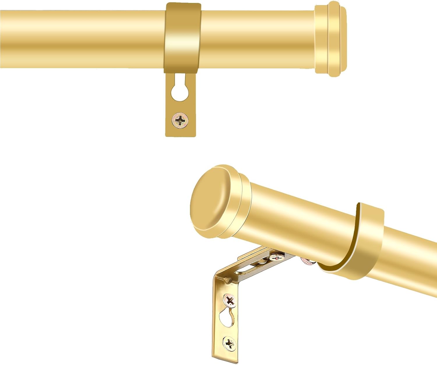 The gold curtain rod is suitable for curtain rods ranging from 144 to 168 inches, adjustable and easy to install, suitable for terraces, farmhouses, bedrooms, and living rooms (gold 32-86 inches)