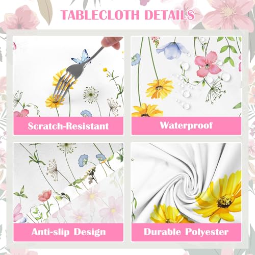 Nappe de table rectangulaire fleurs 152x264cm rose sauvage imperméable - 6