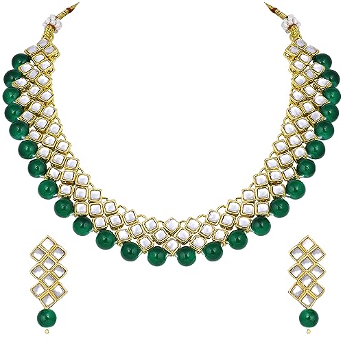 Image of Peora Kundan Faux Pearl Necklace & Jewelry Set Gift for Women