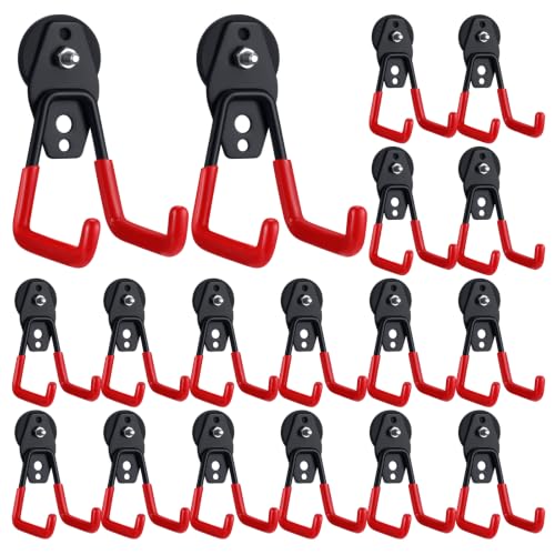 Image of Landhoow 18 Pcs Large Magnetic Hooks Heavy Duty Garage Magnet Hooks Strong Storage Utility Magnetic Hangers with Anti Slip Rubber Coating for Indoor and Outdoor Hanging (Dark Red)