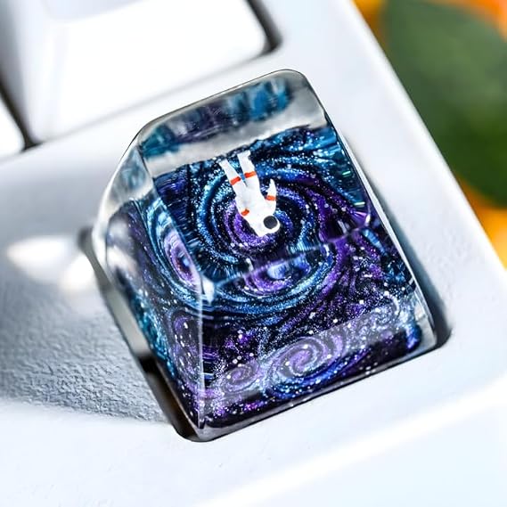 Aesthetic Galaxy Astronaut Space Explorer Keycap Astronaut Keycaps Artisan Resin Keycap Custom Keyboard Keycaps Artisan Keyboard Key Caps Space Lover Gift