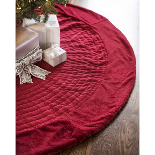 Balsam Hill Berkshire Christmas Cardinal Tree Skirt - Elegant Quilted Tree Base That Beautifully Conceals Your Stand and Enhances Your Holiday Decorating, Cardinal, 72