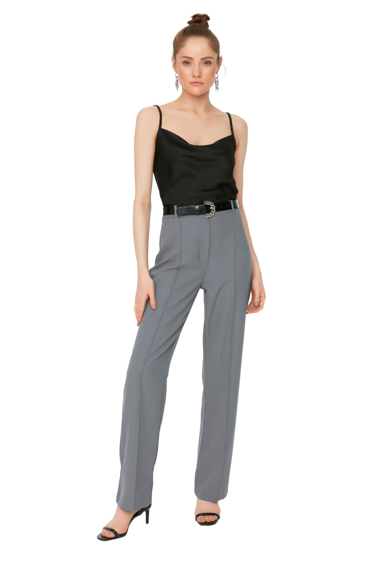Trendyol Woman Basics High Waist Straight Leg Straight Pants Mint