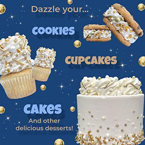 Manvscakes Sprinkles- Edible Cake And Cupcake Sprinkles With Assorted Shapes And Sizes For Parties, Metallic Sprinkle Mix For Cookies, Ice Cream, Cake And Cupcake Decorating, 4 Oz (Gold And Silver) #TOP4
