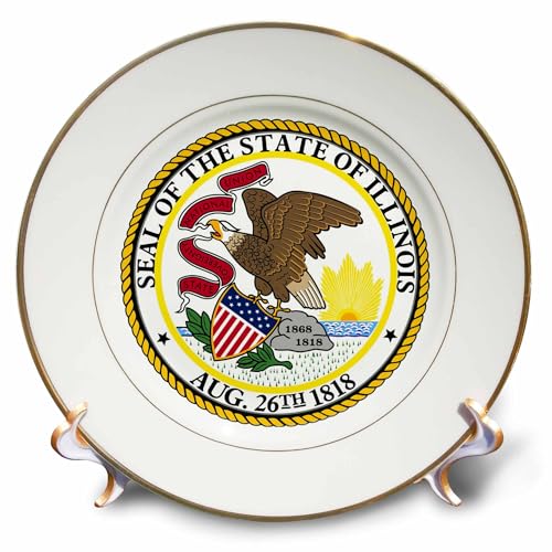 3dRose State Seal of Illinois (PD-US)-Porcelain Plate, 8