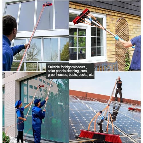 Kit de Limpieza de Ventanas con Suministro de Agua, Cepillo y Mango Extensibles, Limpiador de Largo Alcance para una Limpieza eficiente, Ideal para Uso doméstico y profes