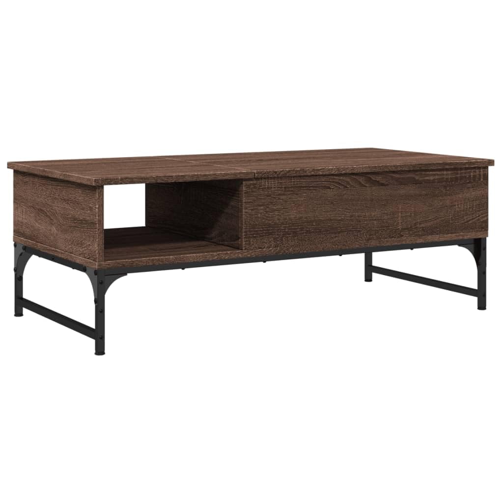 Homgoday Table basse en chêne marron 100 x 50 x 35 cm - Bois d'ingénierie et métal - Table d'appoint pour salon, salle de réception d'invités, chambre à coucher et mobilier de bureau