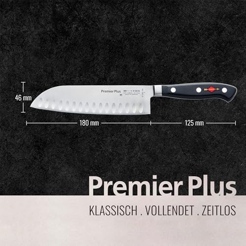 F. DICK Santoku, Küchenmesser, Premier Plus (Messer mit Klinge 18 cm, X50CrMoV15 Stahl, nichtrostend, 56° HRC) 8144218K