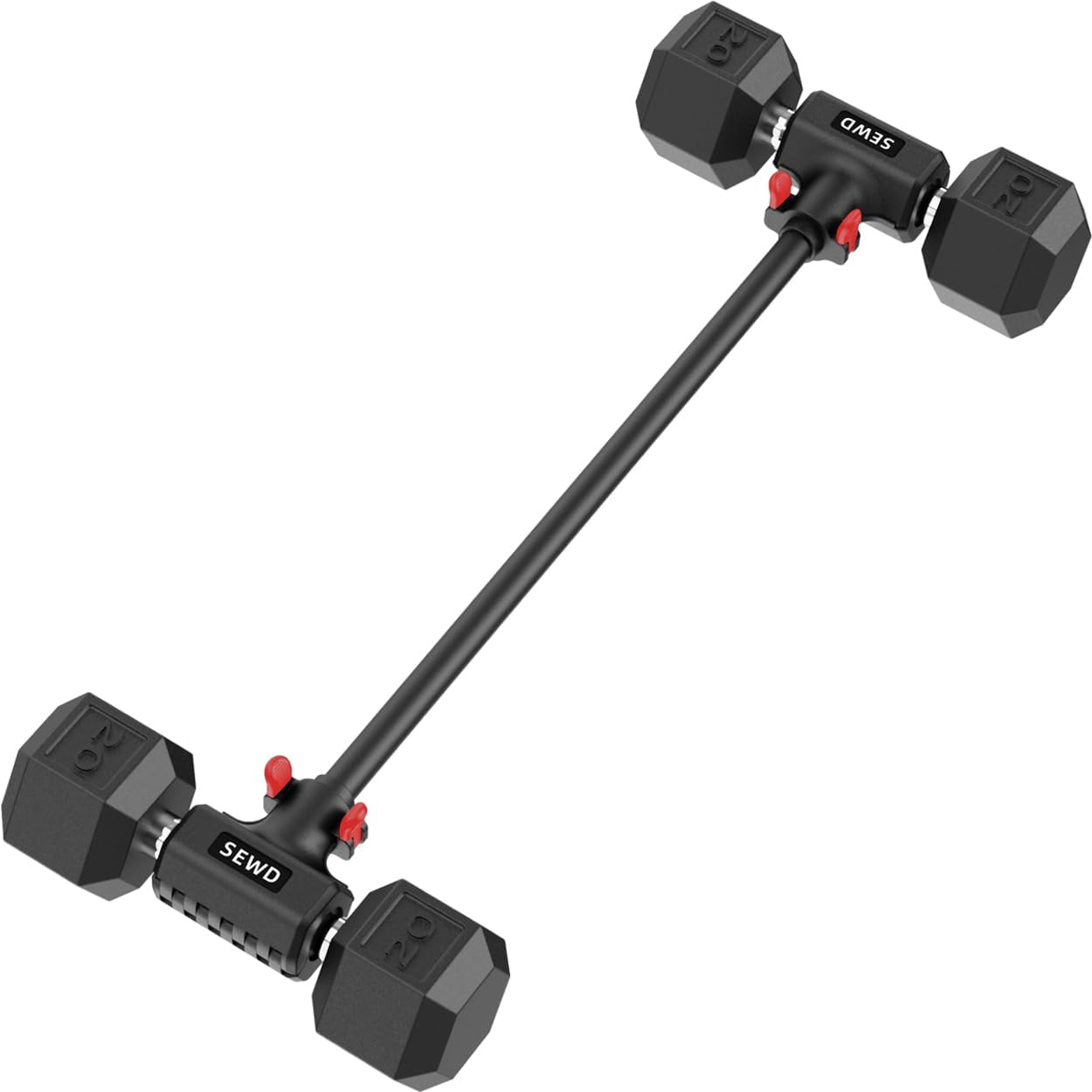 Dumbbell Converter by SEWD – Turn Dumbbells into Barbell Set – Adjustable Weights & Up to 220LB Capacity Barbell for Home Gym Full Body Workouts – Red‼️light dirt and good condition‼️