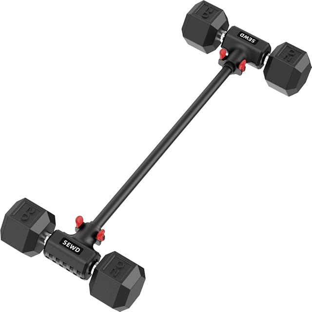Convertisseur de bulles par SEWD – Transformez les dumbbells en Barbell Set – Poids réglables & Jusqu'à 220LB Capacity Barbell pour les séances de gymnastique à domicile – rouge