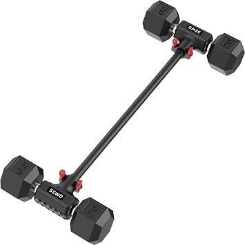 Dumbbell Converter by SEWD Turn Dumbbells into Barbell Set Adjustable Weights & Up to 220LB Capacity Barbell for Home Gym Full Body Workouts Red
