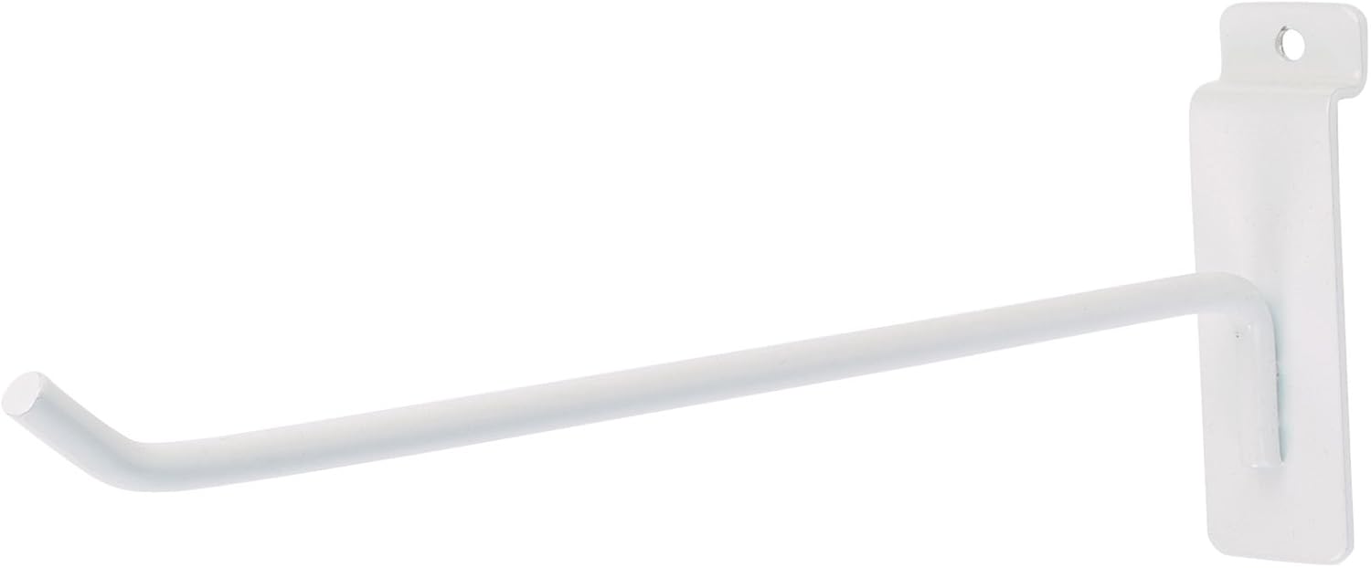 SSWBasics 10 inch White Peg Hook for Slatwall - 50 Pack