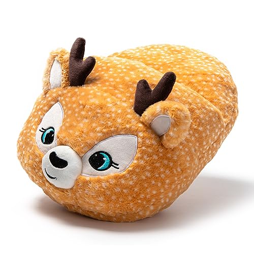JOMIX Scaldapiedi Peluche Pantofole Ciabattone Invernali Caldi Morbidi Cuscino Scalda Piedi Babbo Natale Cervo Leopardo e Panda MD8633 (Cervo)