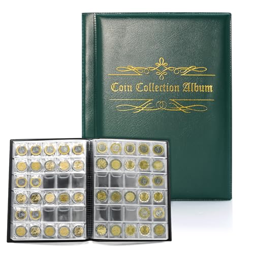 Album pour pièces de Monnaie,16 Feuilles de Album de Collection de pièces de Monnaie, Classeur Pieces 2 Euros De Monnaie, Album pour pièces de Monnaie pour...