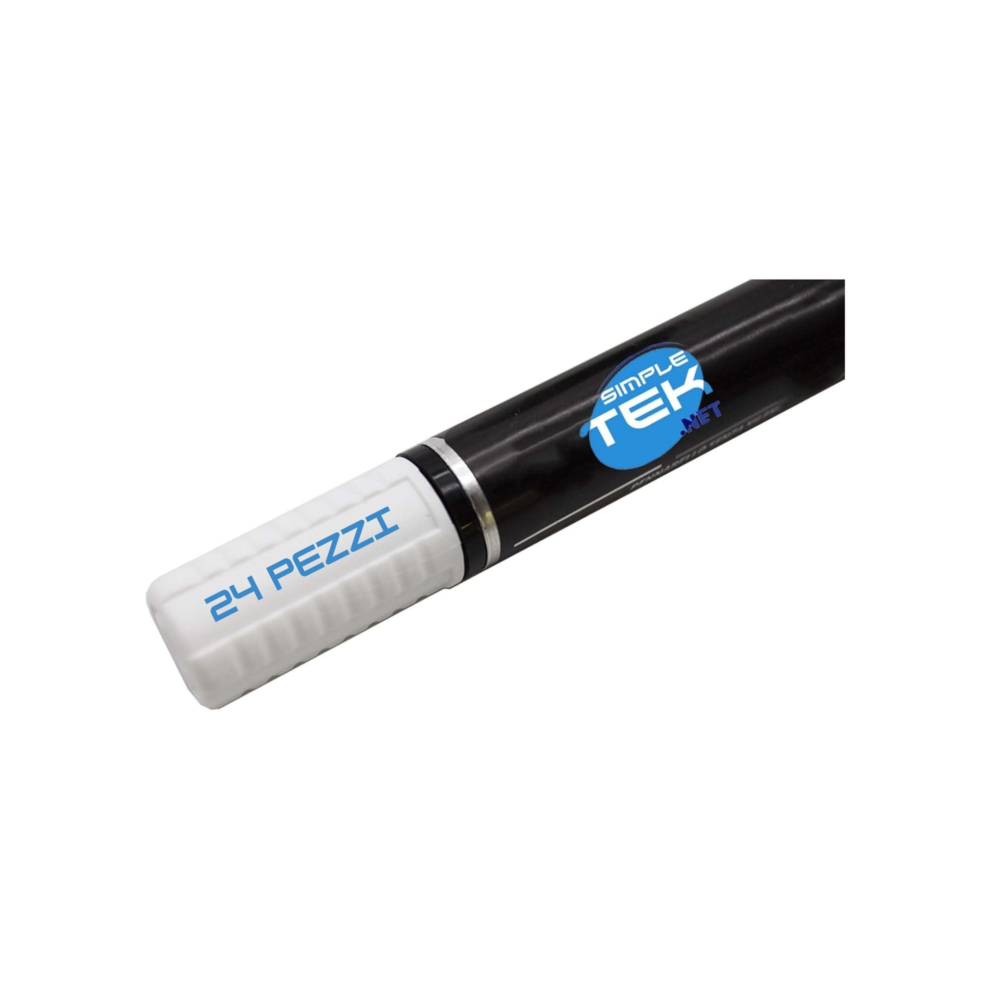 SIMPLETEK - Rotuladores permanentes blancos 13 ml - Marcador industrial para plástico, vidrio, metal y madera - Doble punta 3 mm/5 mm (24 unidades)