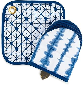 Thyme & Table Textile Kitchen Set, Tie Dye Blue, 5-Piece Set
