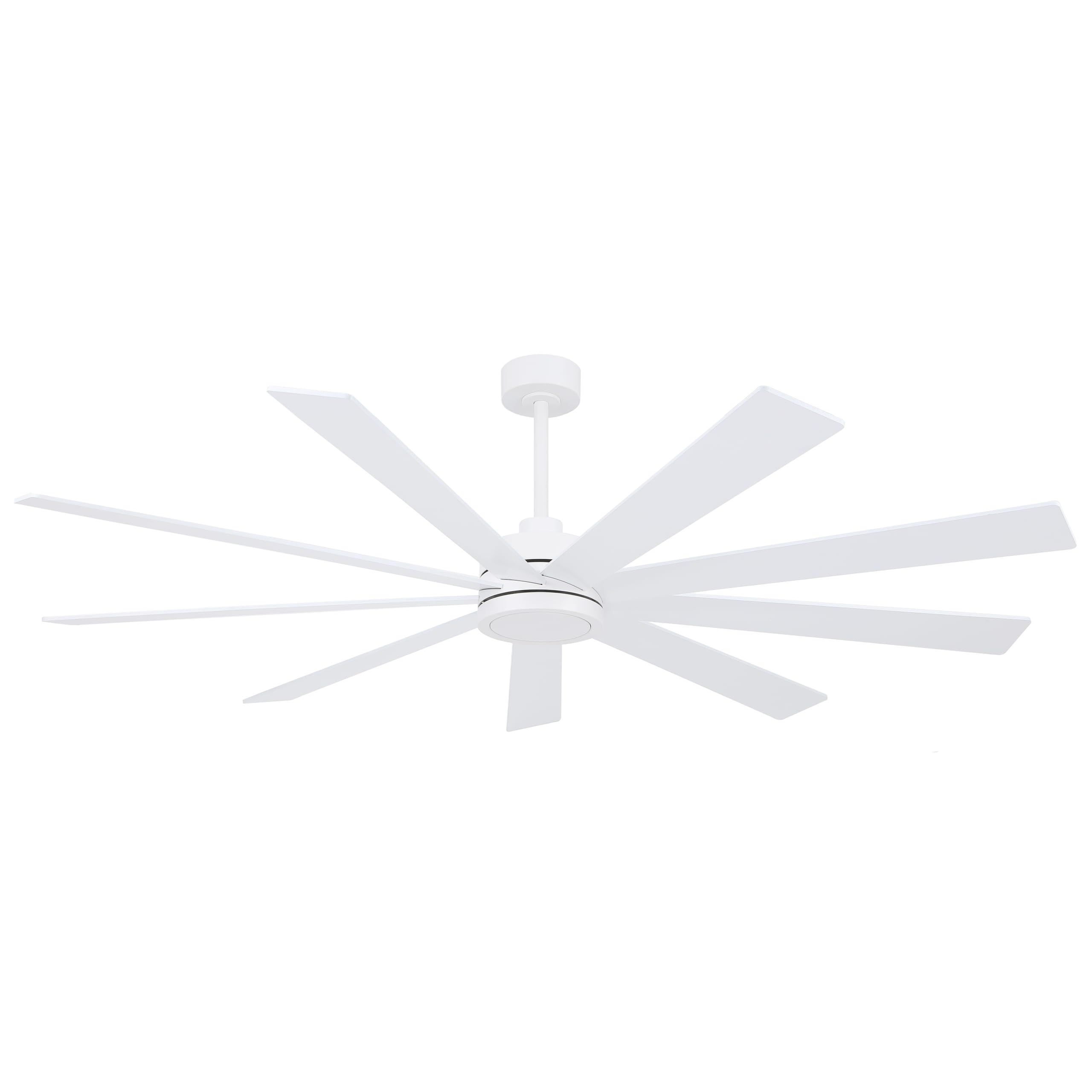 ELEHINSER 72" Ceiling Fan No Light, 6-Speed Noiseless Reversible DC Motor, 9 Blades White Industrial Ceiling Fan with Remote and 4.5"/12"/24" Downrods