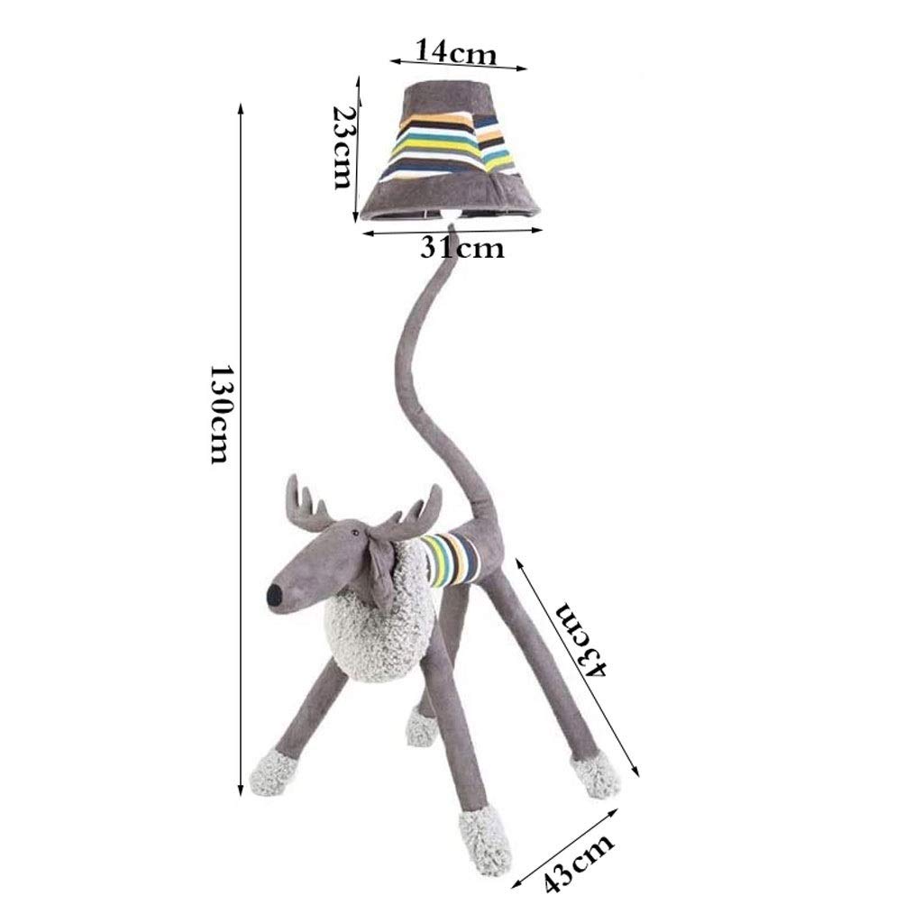 Personalisierte niedliche Tier Baumwolle Stehlampe für graue Plüschhirsche,Schreibtischlampe dekorative Tischlampe für Räume,Cartoon Tier Stehlampe mit biegbarem Schwanz AA+(Dimmer switch)