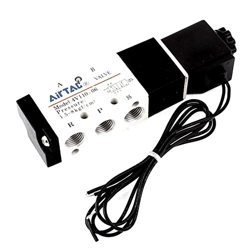 URBEST Black White 3 Position Solenoid Valve 4V110-06 P T1/8 Air Outlet Connector 12V 2.5W