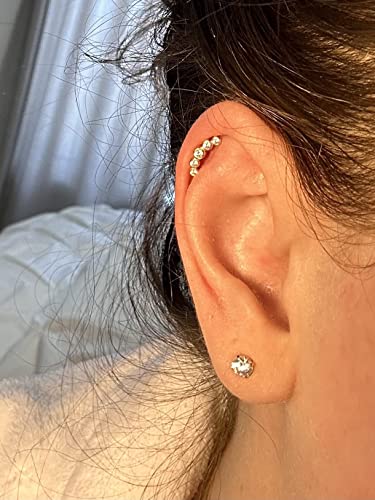 Meiighting 14K Gold Helix Earrings 16G Clear Cz Cartilage Earrings Tragus Piercing Earrings Stud Earring Body Piercing Jewelry #TOP2